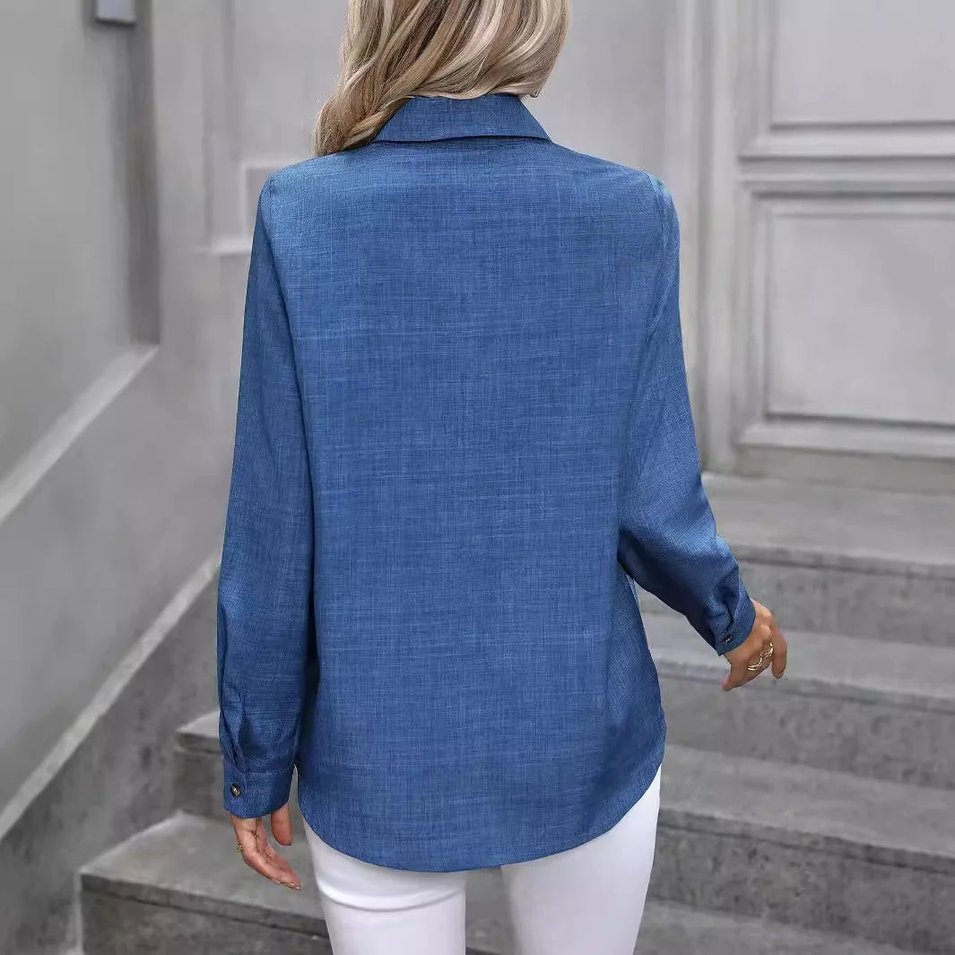 Loose Fit Blouse for Women – Casual Streetwear Long Sleeve Shirt for Spring & Autumn