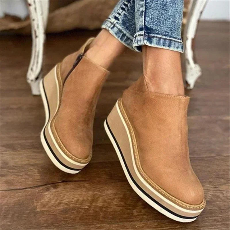 COZOK Retro Wedge Ankle Boots – Style & Comfort in Every Step