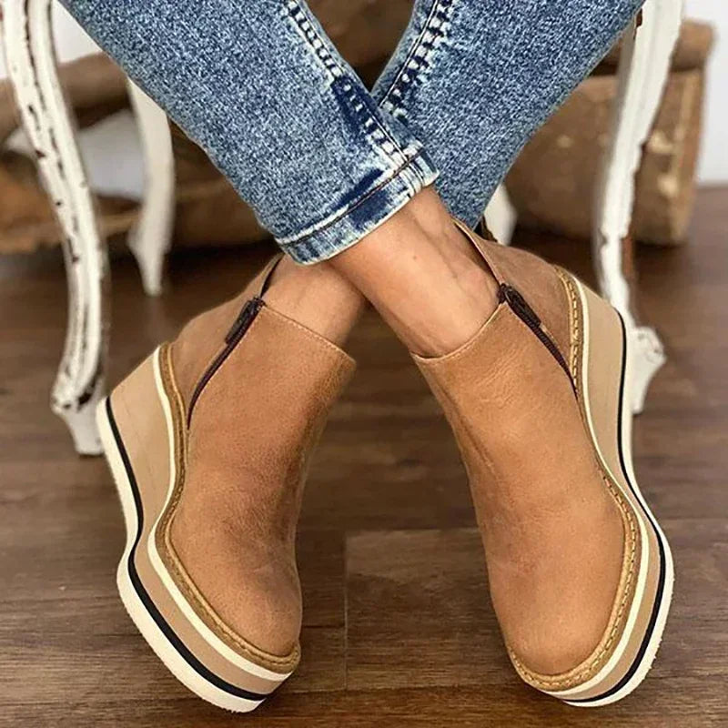 COZOK Retro Wedge Ankle Boots – Style & Comfort in Every Step