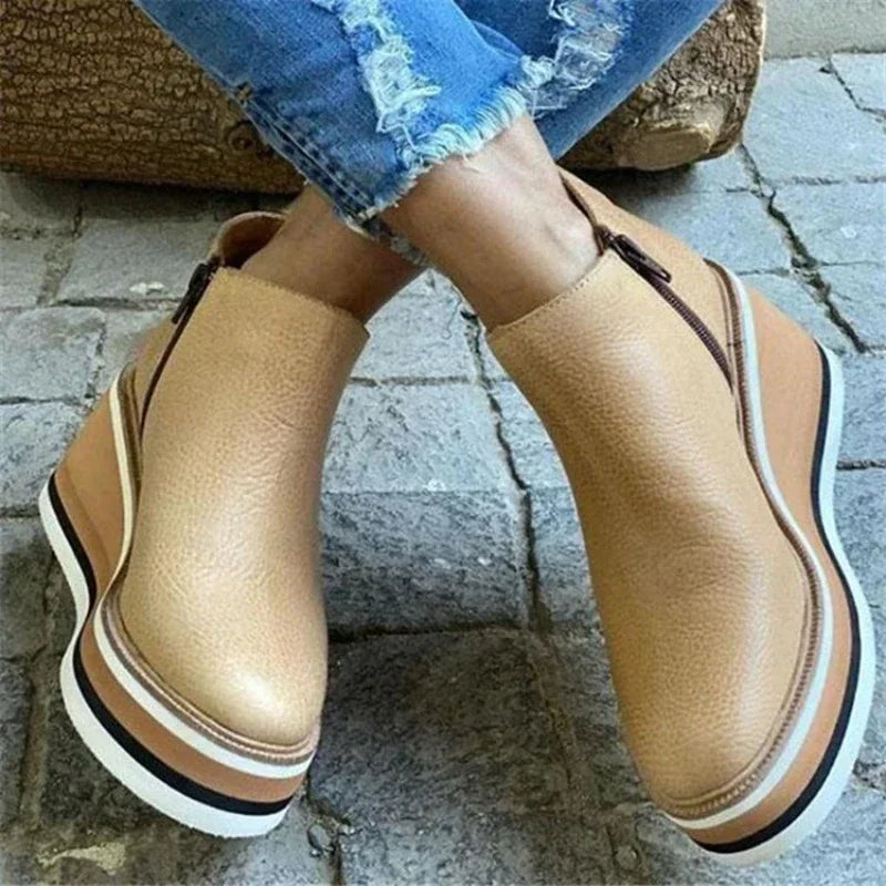 COZOK Retro Wedge Ankle Boots – Style & Comfort in Every Step
