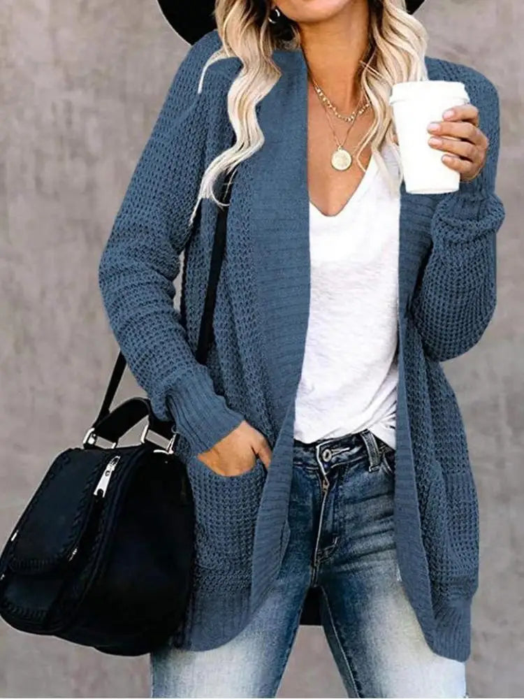 Cozy Curved-Front Knit Cardigan – Autumn Winter Casual Chic