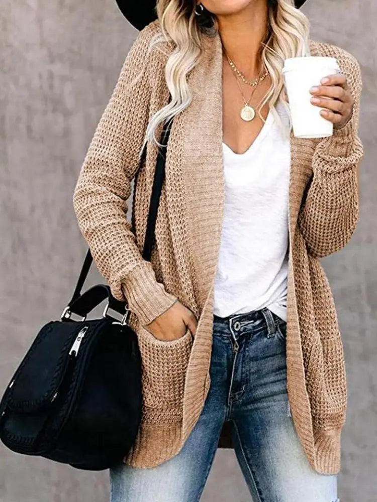 Cozy Curved-Front Knit Cardigan – Autumn Winter Casual Chic