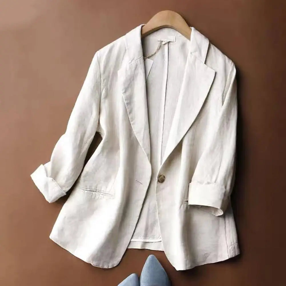 Chic LinenLinen-Blend Summer Blazer – Elegant & Lightweight Korean Style Blend Women Summer Thin Brathable Elegant Casual Women s Suit Korean Fashion Luxury Jacket Female Suit Coat