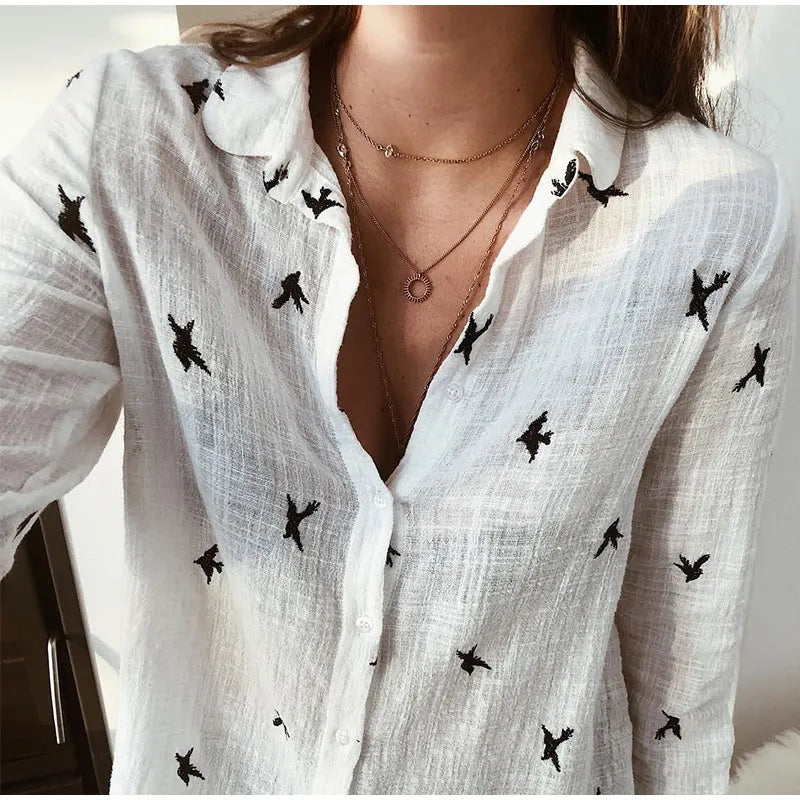 Soft & Stylish Print Shirt – Long Sleeve Cotton Top for All-Day Comfort
