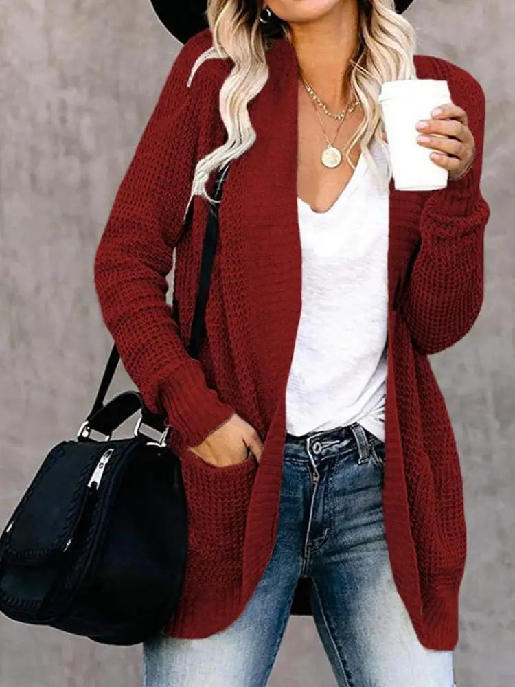 Cozy Curved-Front Knit Cardigan – Autumn Winter Casual Chic
