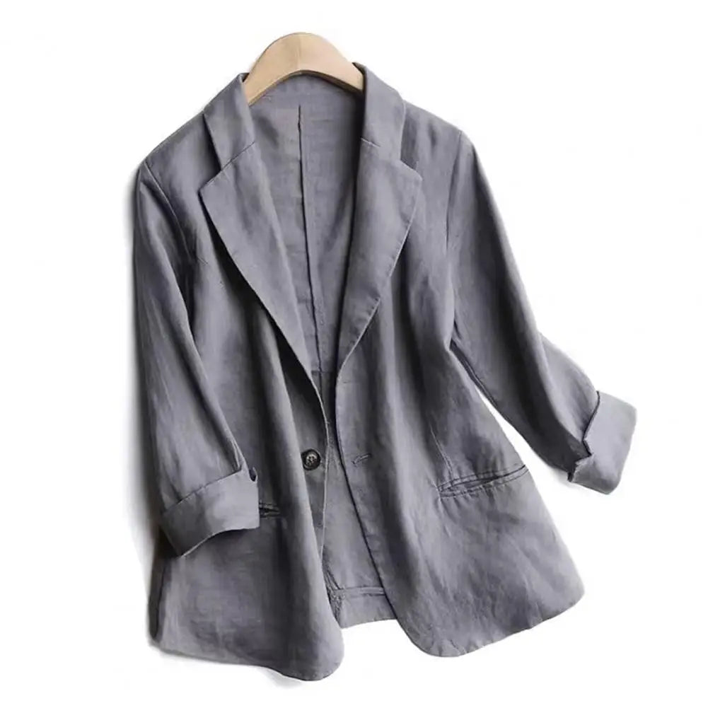 Chic LinenLinen-Blend Summer Blazer – Elegant & Lightweight Korean Style Blend Women Summer Thin Brathable Elegant Casual Women s Suit Korean Fashion Luxury Jacket Female Suit Coat