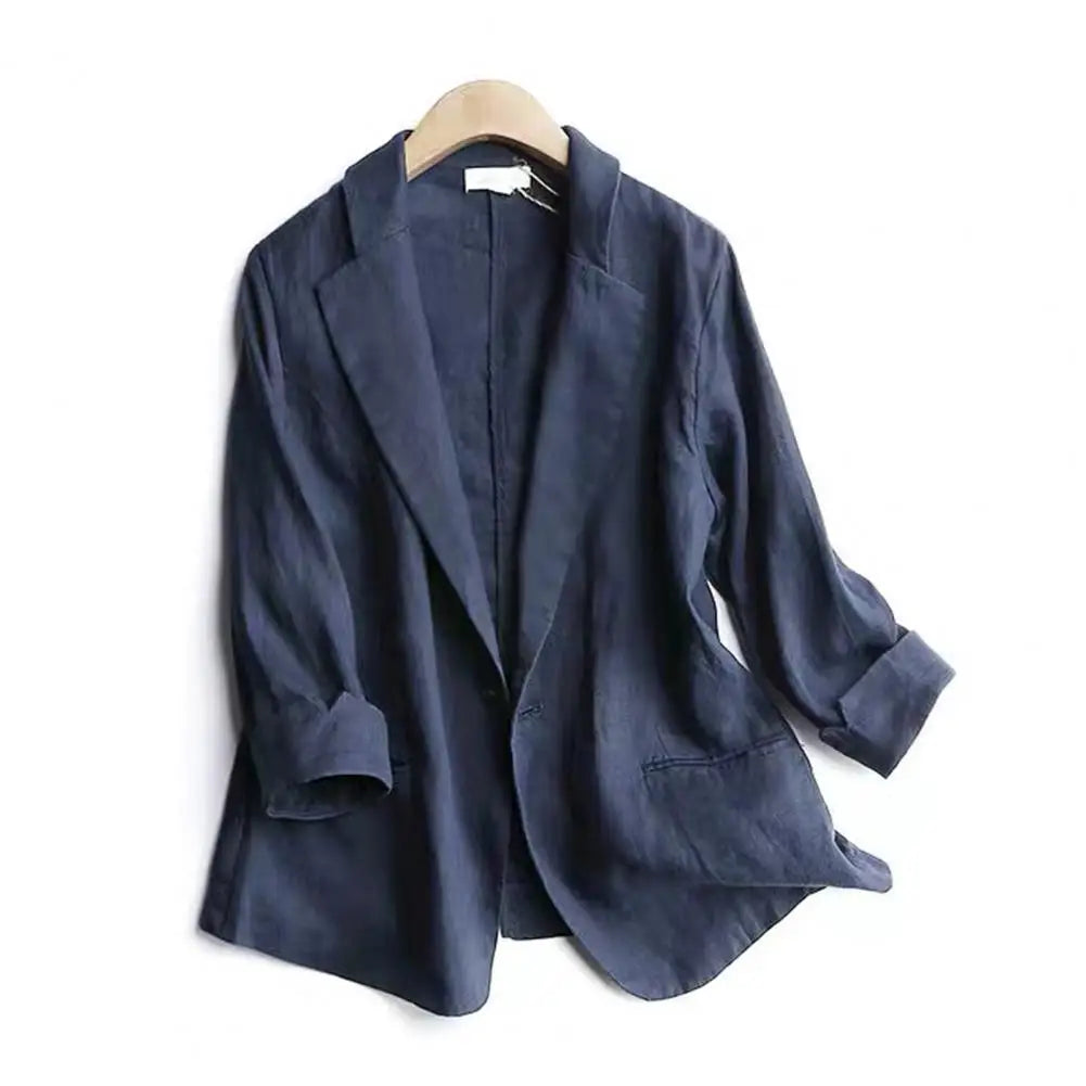 Chic LinenLinen-Blend Summer Blazer – Elegant & Lightweight Korean Style Blend Women Summer Thin Brathable Elegant Casual Women s Suit Korean Fashion Luxury Jacket Female Suit Coat