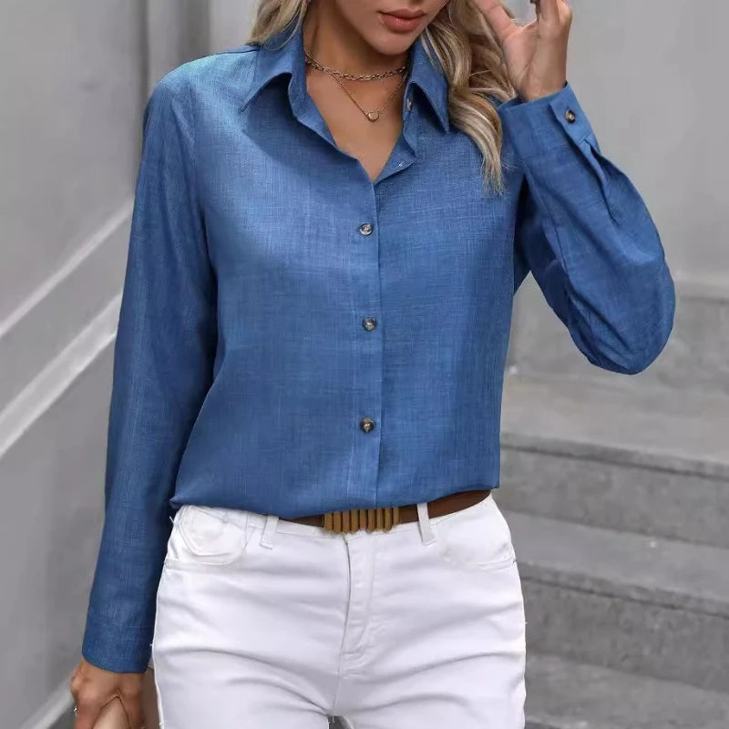 Loose Fit Blouse for Women – Casual Streetwear Long Sleeve Shirt for Spring & Autumn