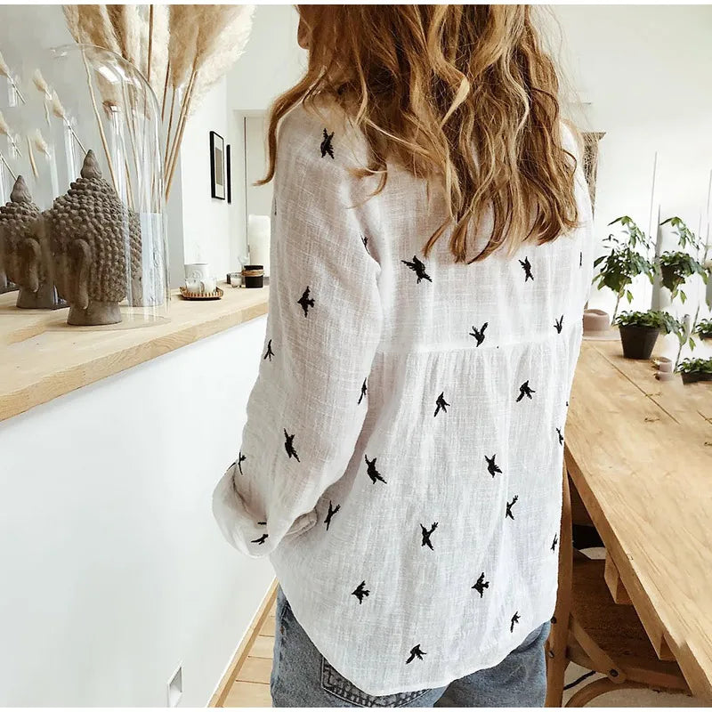 Soft & Stylish Print Shirt – Long Sleeve Cotton Top for All-Day Comfort