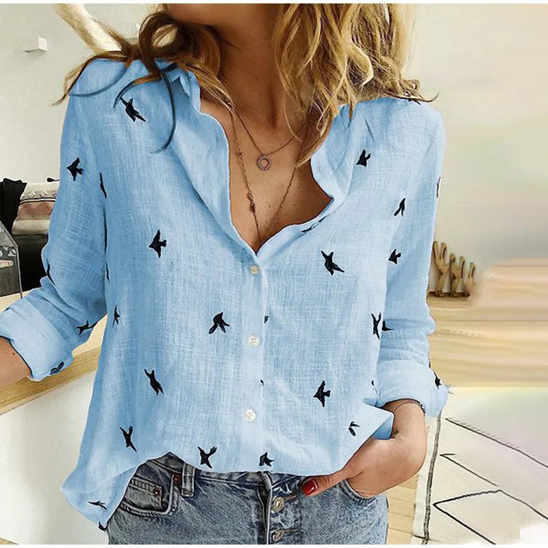 Soft & Stylish Print Shirt – Long Sleeve Cotton Top for All-Day Comfort
