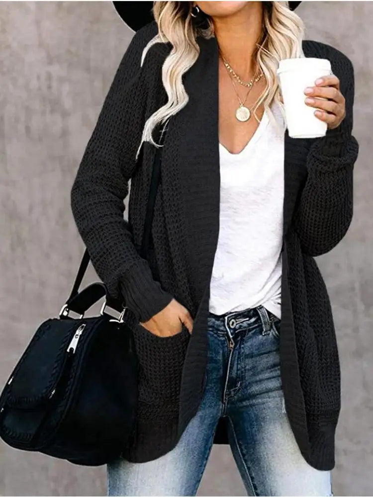 Cozy Curved-Front Knit Cardigan – Autumn Winter Casual Chic