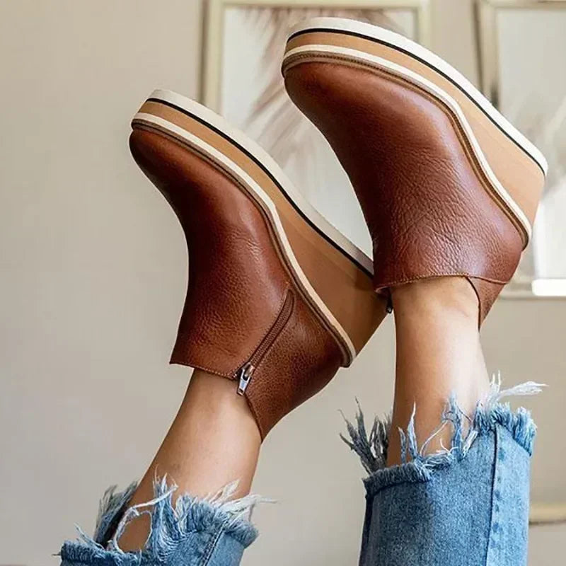 COZOK Retro Wedge Ankle Boots – Style & Comfort in Every Step