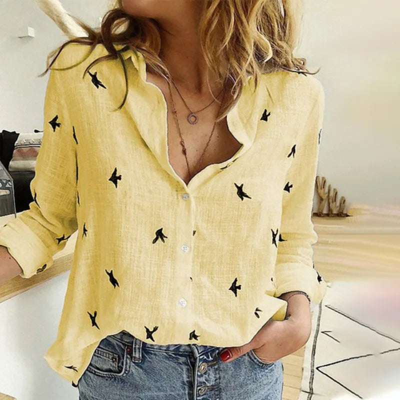 Soft & Stylish Print Shirt – Long Sleeve Cotton Top for All-Day Comfort