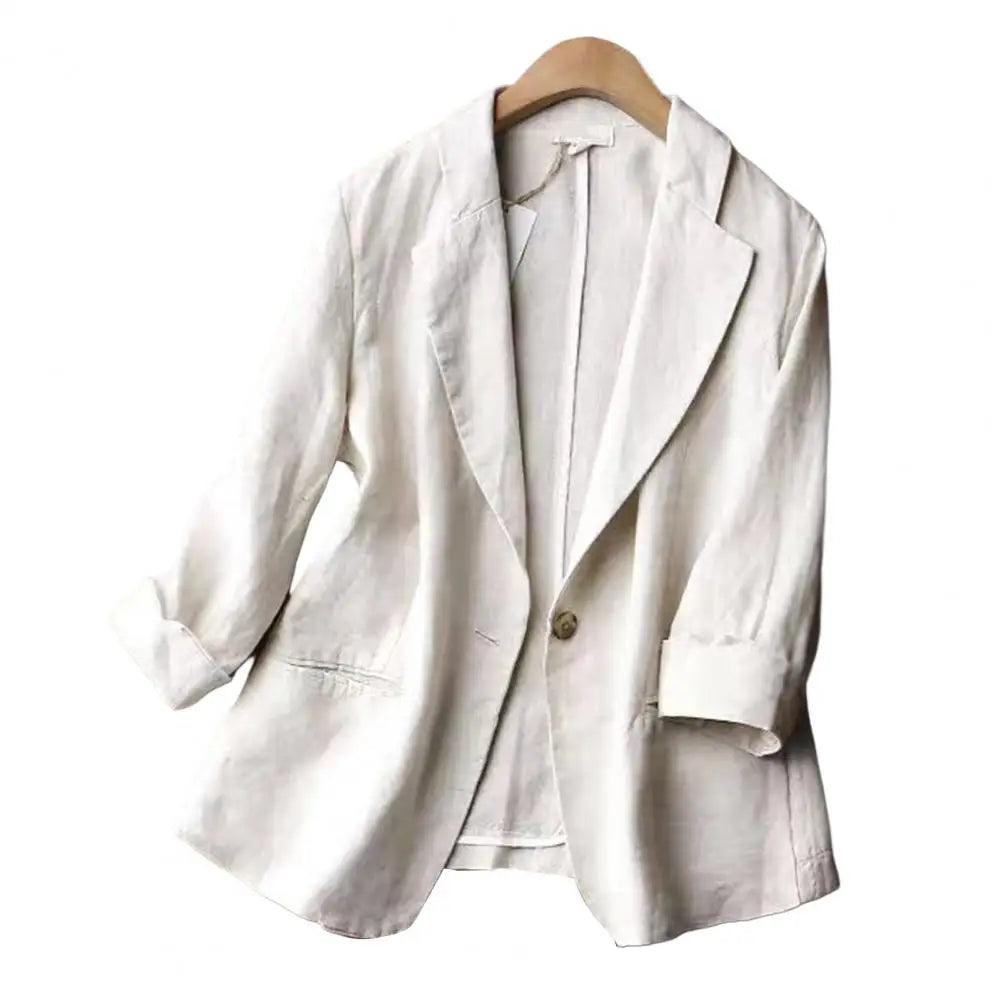 Chic LinenLinen-Blend Summer Blazer – Elegant & Lightweight Korean Style Blend Women Summer Thin Brathable Elegant Casual Women s Suit Korean Fashion Luxury Jacket Female Suit Coat