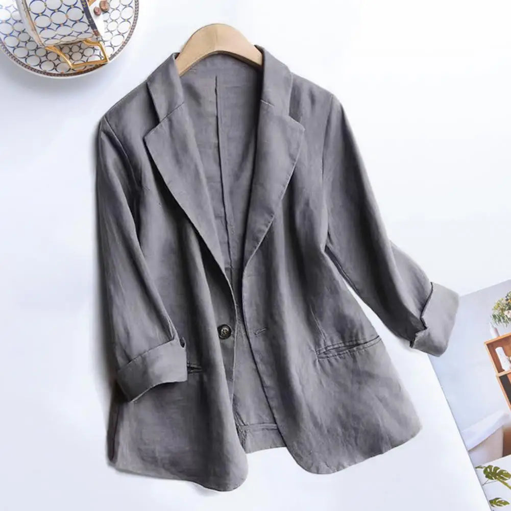 Chic LinenLinen-Blend Summer Blazer – Elegant & Lightweight Korean Style Blend Women Summer Thin Brathable Elegant Casual Women s Suit Korean Fashion Luxury Jacket Female Suit Coat