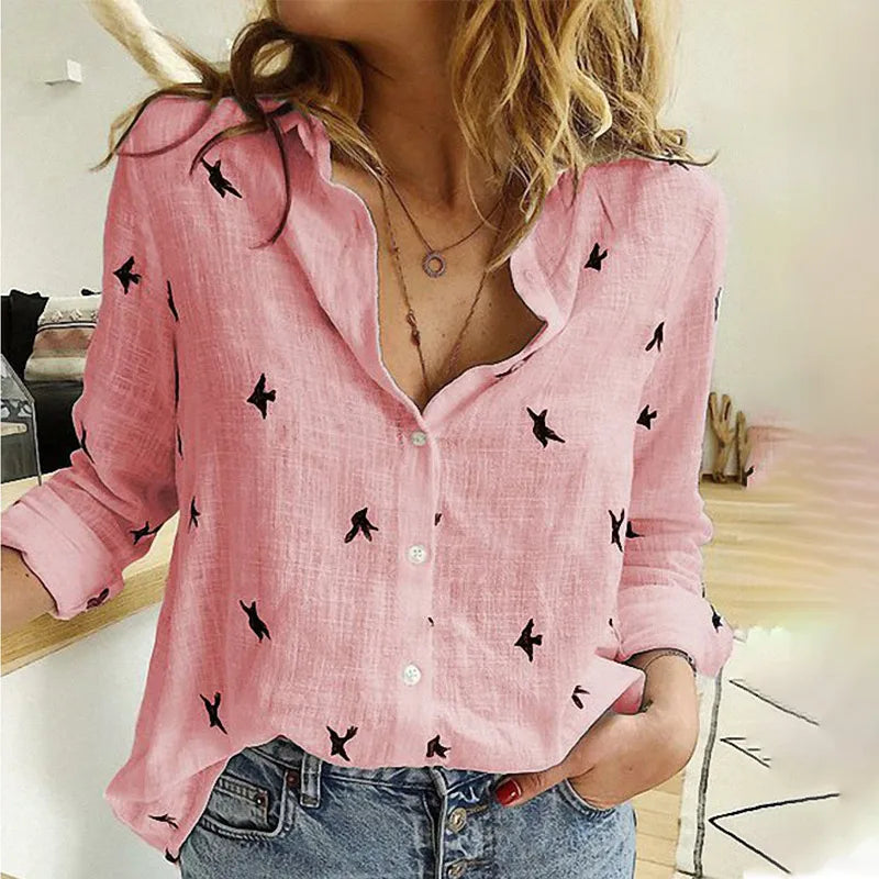 Soft & Stylish Print Shirt – Long Sleeve Cotton Top for All-Day Comfort