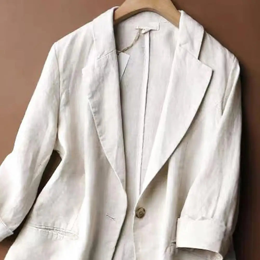 Chic LinenLinen-Blend Summer Blazer – Elegant & Lightweight Korean Style Blend Women Summer Thin Brathable Elegant Casual Women s Suit Korean Fashion Luxury Jacket Female Suit Coat