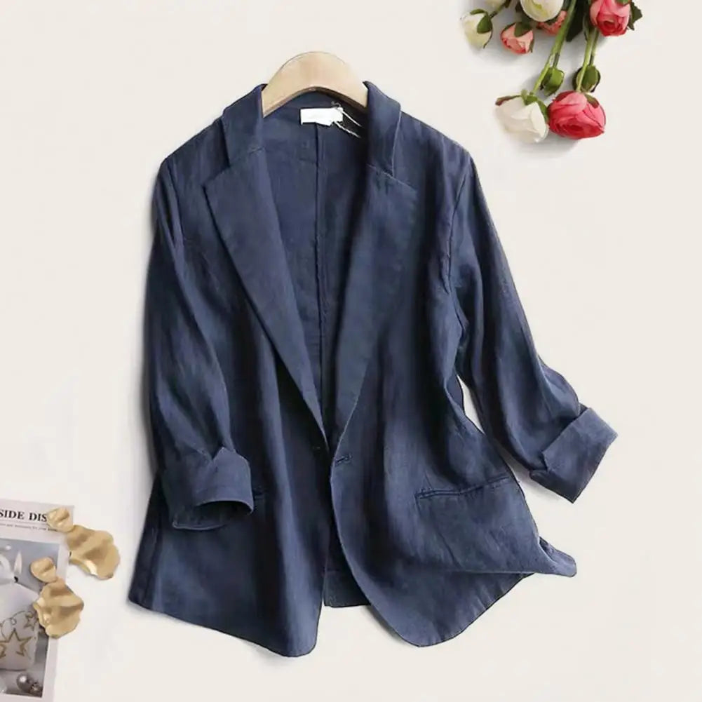 Chic LinenLinen-Blend Summer Blazer – Elegant & Lightweight Korean Style Blend Women Summer Thin Brathable Elegant Casual Women s Suit Korean Fashion Luxury Jacket Female Suit Coat