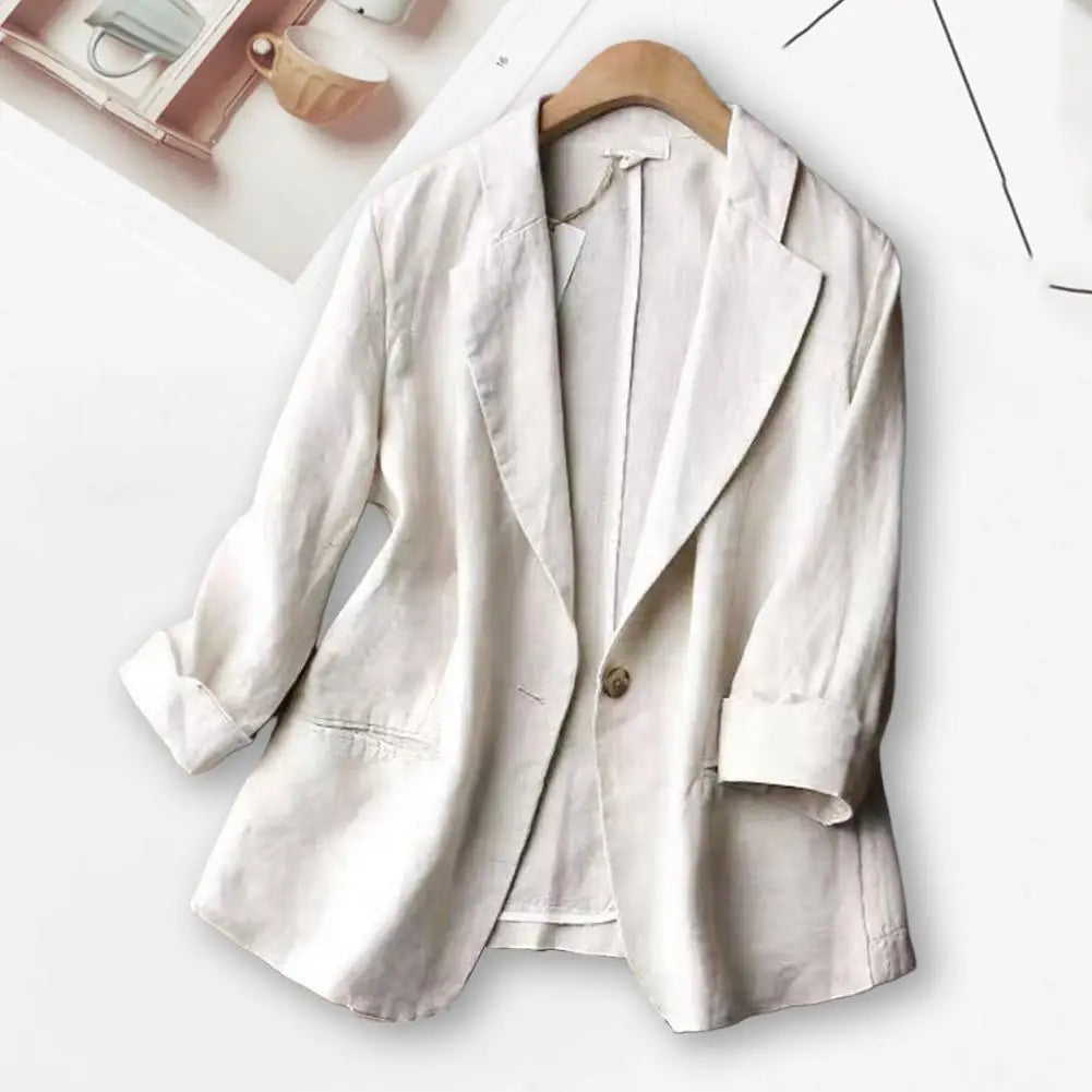 Chic LinenLinen-Blend Summer Blazer – Elegant & Lightweight Korean Style Blend Women Summer Thin Brathable Elegant Casual Women s Suit Korean Fashion Luxury Jacket Female Suit Coat