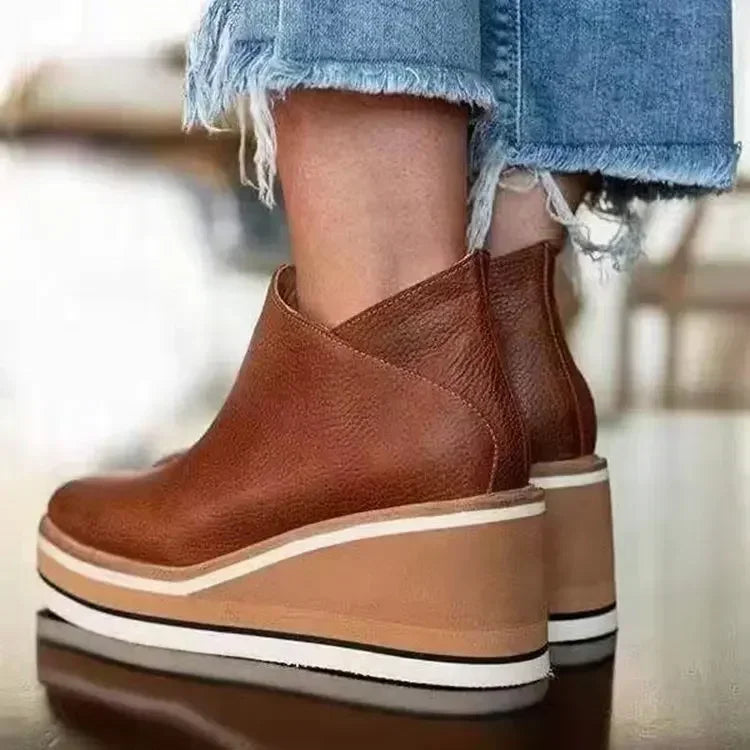 COZOK Retro Wedge Ankle Boots – Style & Comfort in Every Step